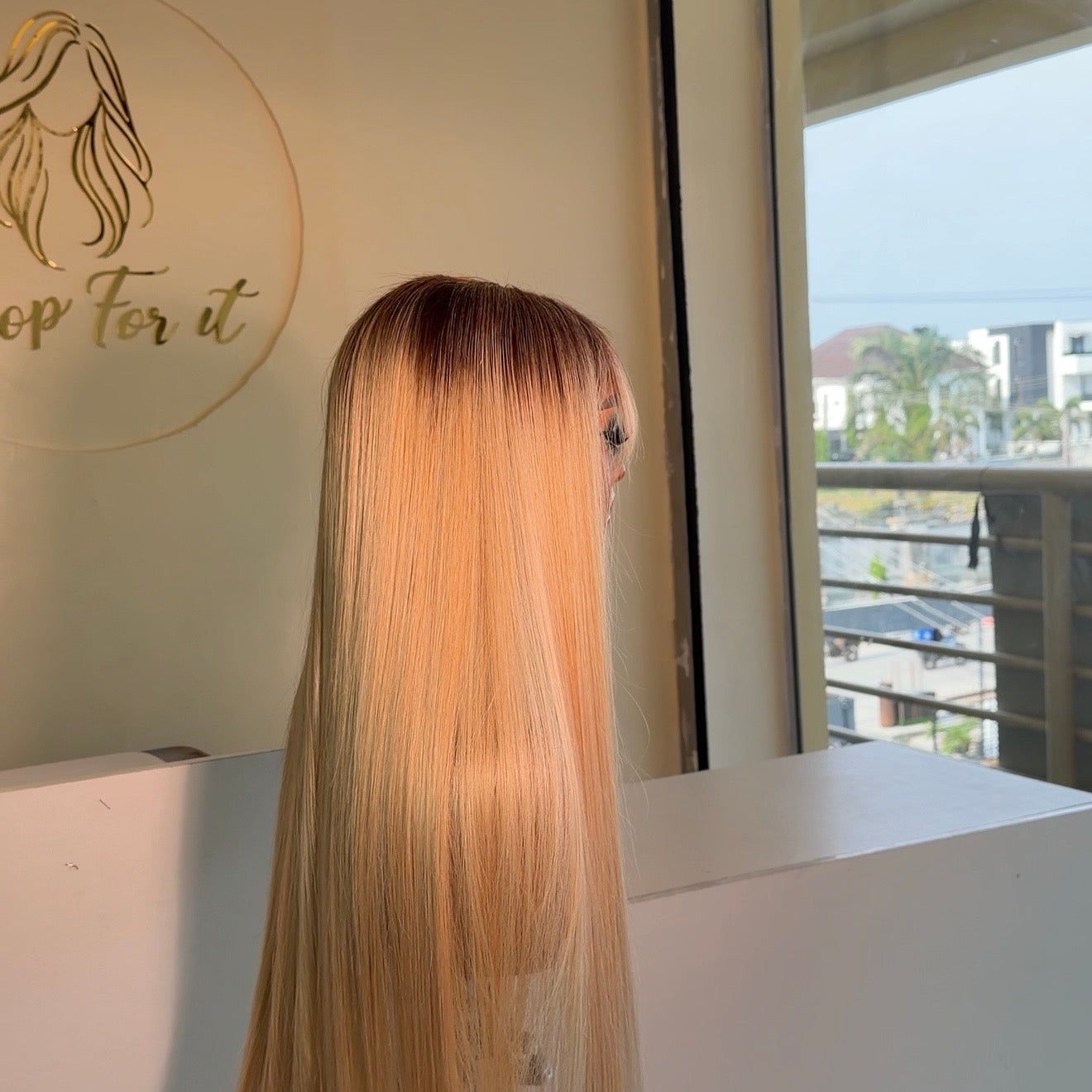 Karen blonde fringe